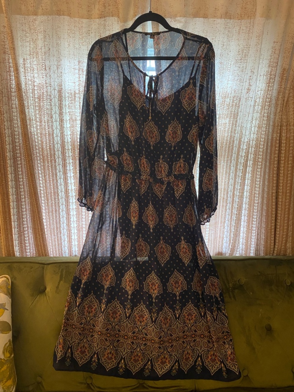 City Studio Black Maxi Dress with Rust Paisley Print